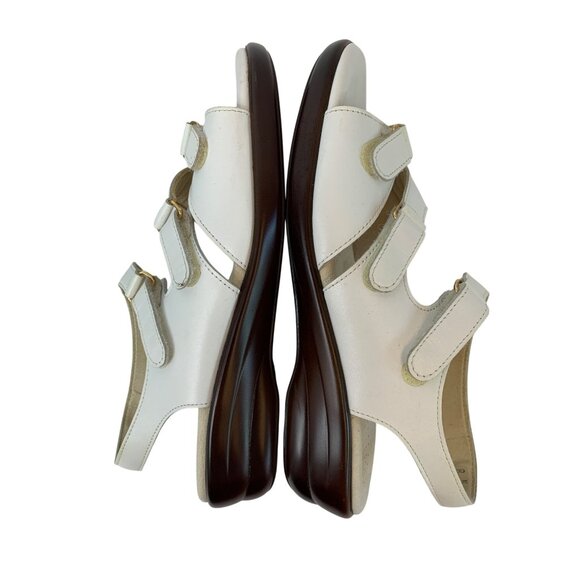 SAS Womens Tabby White Leather Adjustable Comfort Sandals Size 8N EUC M10097 - Picture 7 of 13